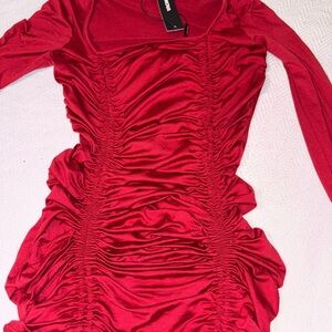Elegant Red Ruched Dress